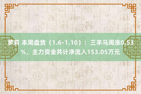 萝莉 本周盘货（1.6-1.10）：三羊马周涨0.53%，主力资金共计净流入153.05万元