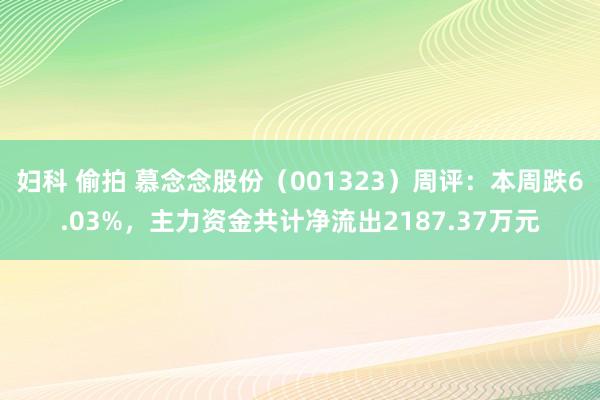 妇科 偷拍 慕念念股份（001323）周评：本周跌6.03%，主力资金共计净流出2187.37万元