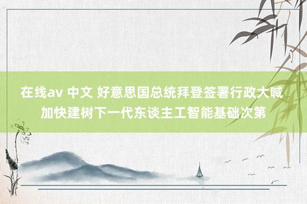 在线av 中文 好意思国总统拜登签署行政大喊 加快建树下一代东谈主工智能基础次第