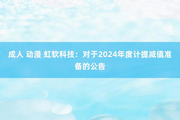 成人 动漫 虹软科技：对于2024年度计提减值准备的公告