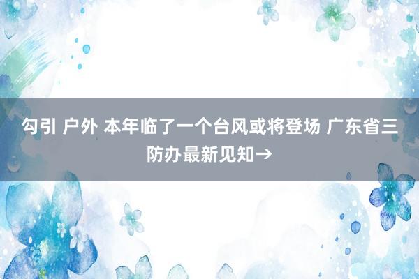 勾引 户外 本年临了一个台风或将登场 广东省三防办最新见知→