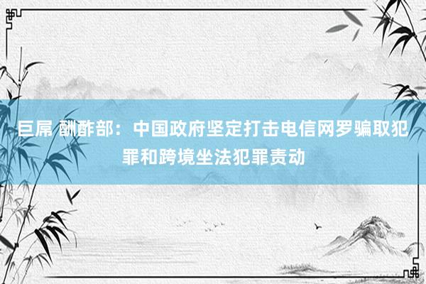 巨屌 酬酢部：中国政府坚定打击电信网罗骗取犯罪和跨境坐法犯罪责动