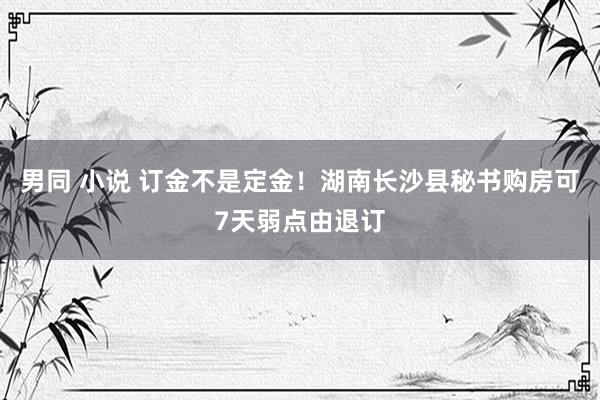 男同 小说 订金不是定金！湖南长沙县秘书购房可7天弱点由退订