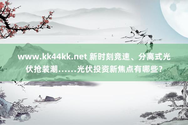 www.kk44kk.net 新时刻竞速、分离式光伏抢装潮……光伏投资新焦点有哪些？
