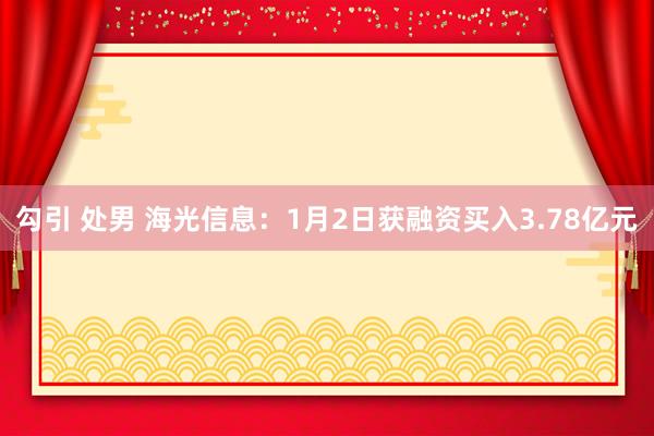 勾引 处男 海光信息：1月2日获融资买入3.78亿元