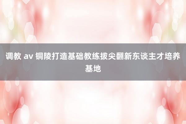 调教 av 铜陵打造基础教练拔尖翻新东谈主才培养基地