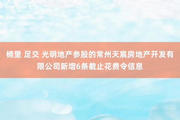 楠里 足交 光明地产参股的常州天宸房地产开发有限公司新增6条截止花费令信息