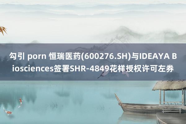 勾引 porn 恒瑞医药(600276.SH)与IDEAYA Biosciences签署SHR-4849花样授权许可左券