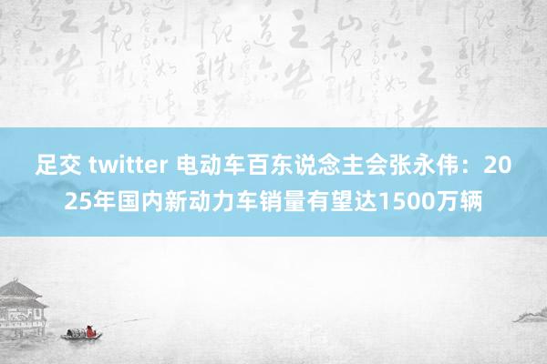 足交 twitter 电动车百东说念主会张永伟：2025年国内新动力车销量有望达1500万辆