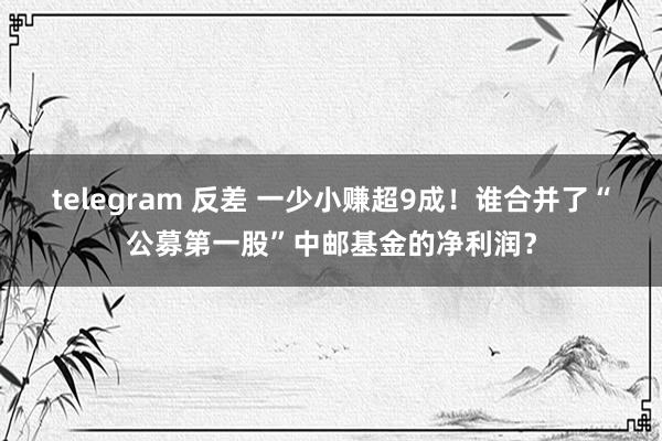 telegram 反差 一少小赚超9成！谁合并了“公募第一股”中邮基金的净利润？